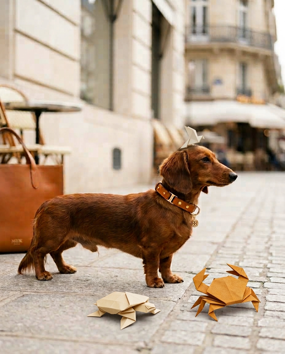 Teckel parisien portant un collier en cuir NOOKNOOK